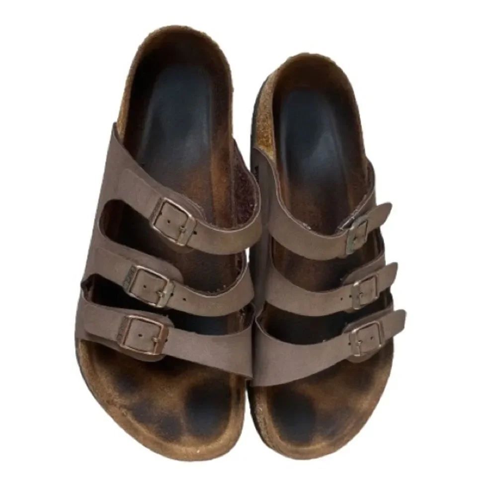 Birkenstock Brown Sandals with Anatomical Footbed and Double-Prong Buckles